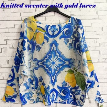 Jersey de punto con lúrex dorado