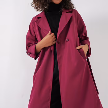 Gabardina De Doble Botonadura Borgoña