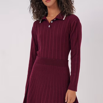 Set de Falda Y Suéter granate elegancia Preppy con Actitud