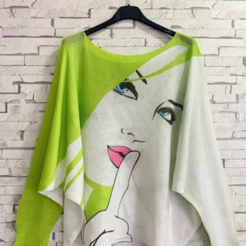 Suéter punto fino con cuello barco dama de verde