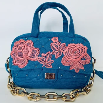 Bolso Acolchado Denim bordado a mano
