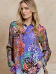 Camisa Jardín Púrpura de Seda Premium