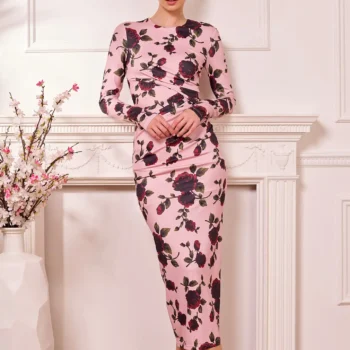 Vestido midi cruzado manga larga