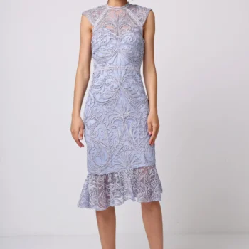 Vestido EMY midi ajustado de encaje en lavanda
